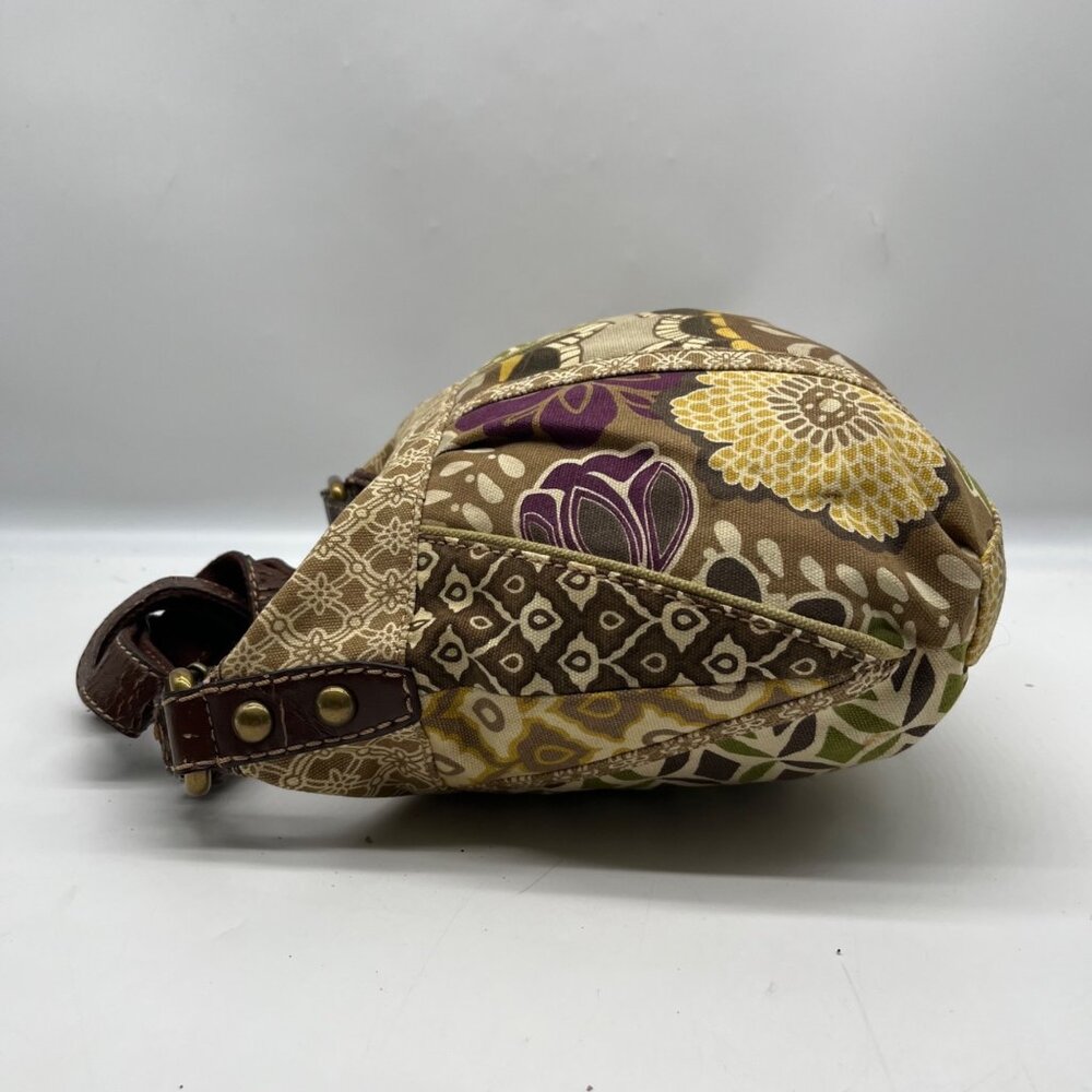 Fossil Brown Canvas Floral Patchwork Crossbody Bag - image 4